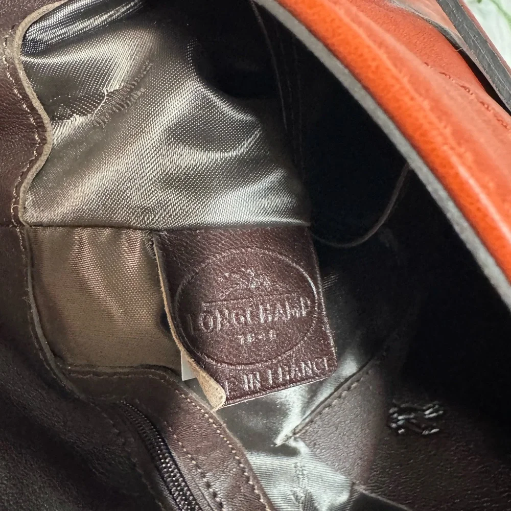 Longchamp Rust 3D Leather Tote Crossbody Bag